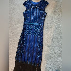 Blue Great Gatsby Flapper dress.